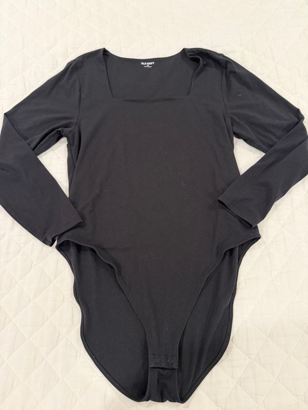 Old Navy Black Long Sleeve Square Neck Bodysuit - Classic Fit